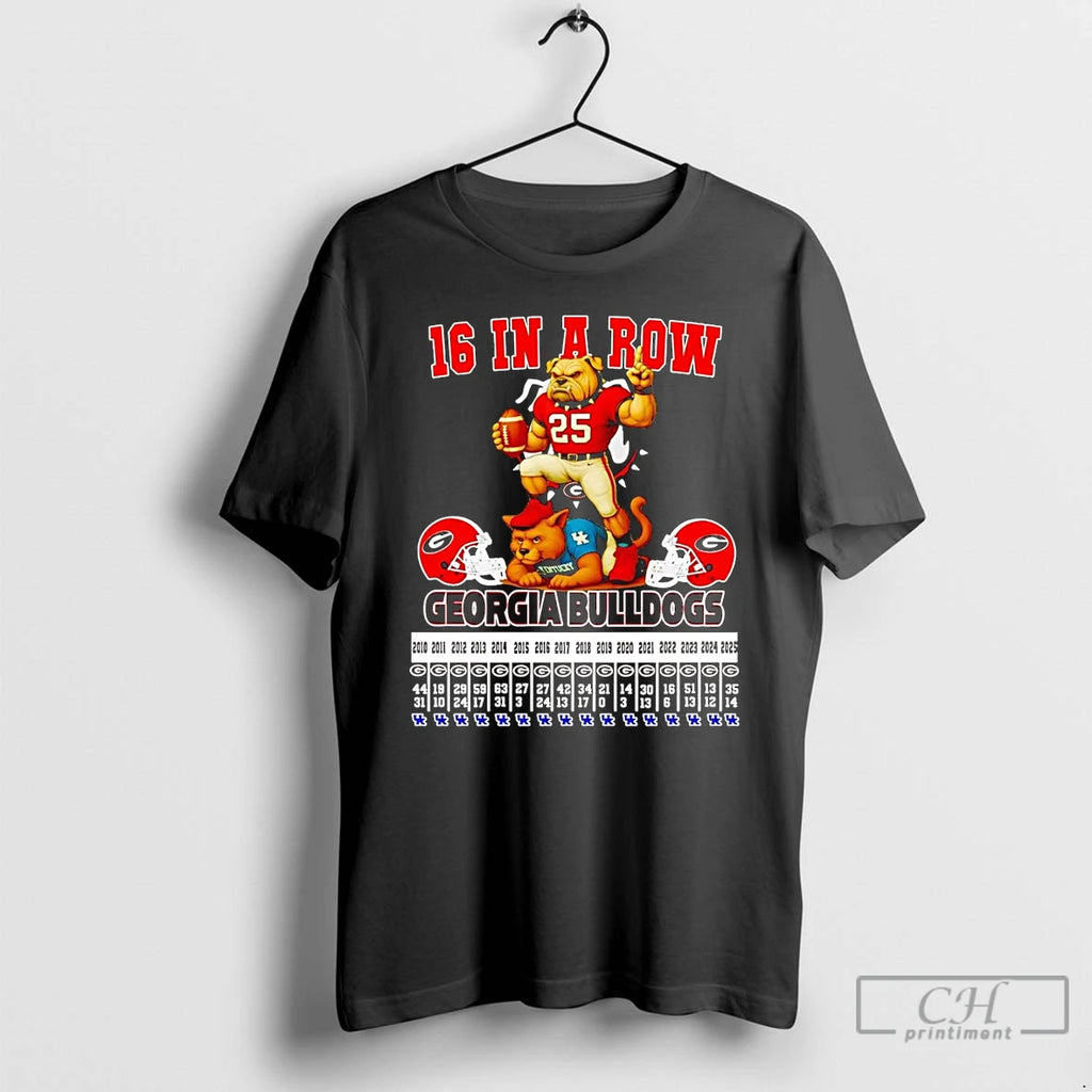 Premium Georgia Bulldogs 16 In A Row Mascot T Shirts Hoodie Sweatshirt | PurePodTees.com