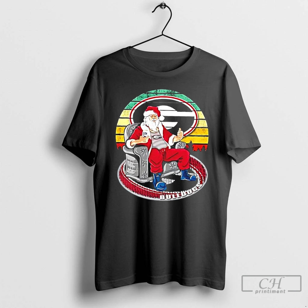 Premium Georgia Bulldogs X Santa Claus Christmas Vintage T Shirts Hoodie Sweatshirt | PurePodTees.com