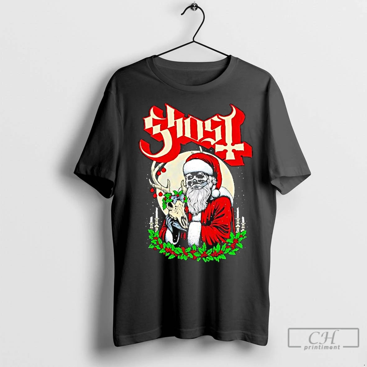 Premium Ghost Father Christmas Santa Skeleton Graphic Shirt Hoodie Sweatshirt | PurePodTees.com