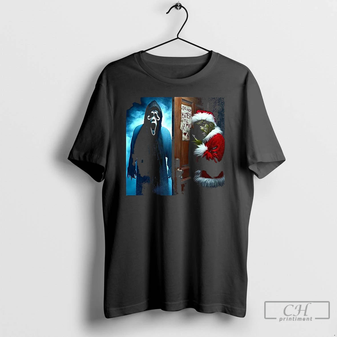 Premium Ghostface And The Grinch Do Not Enter Till Xmas Horror Christmas T Shirts Hoodie Sweatshirt | PurePodTees.com