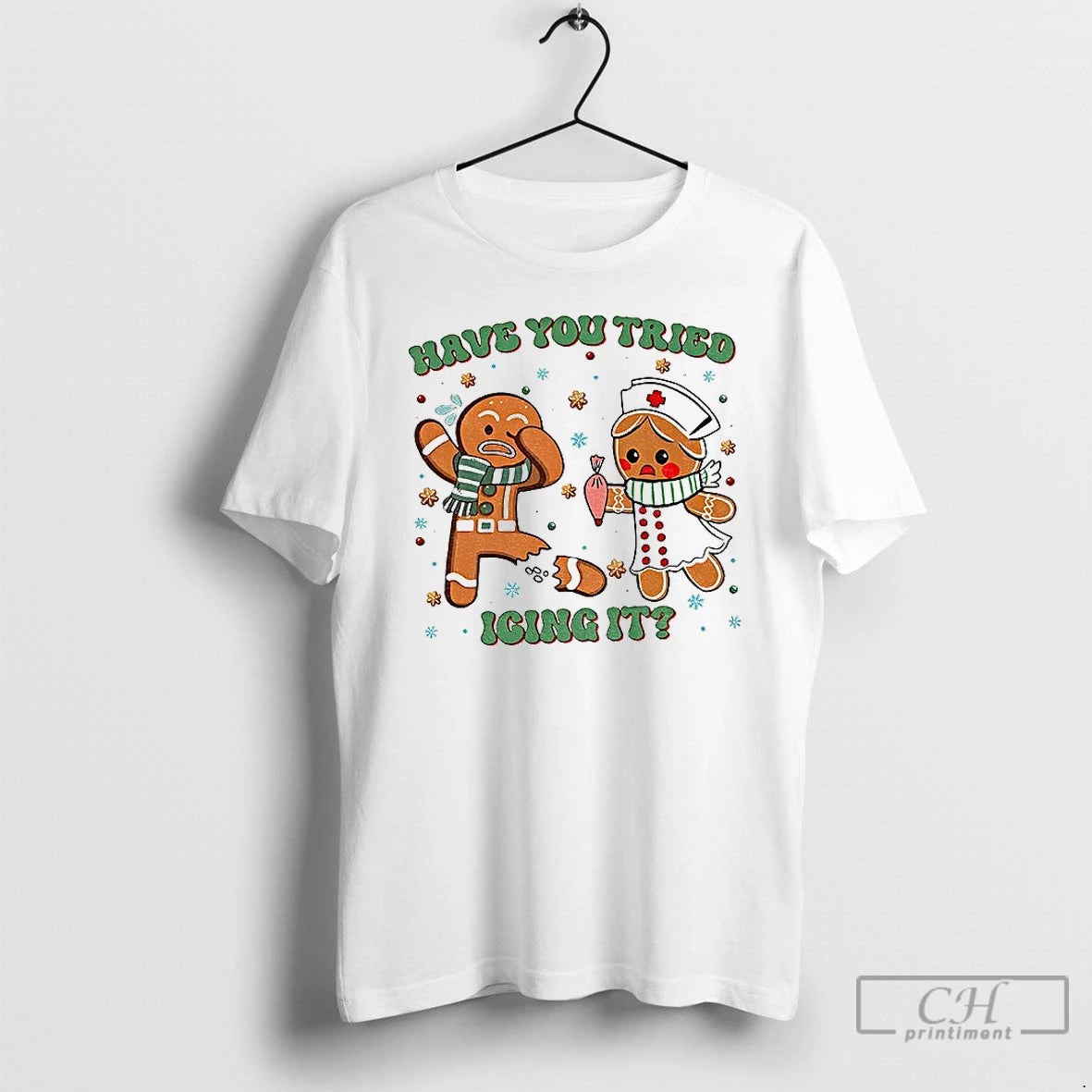 Premium Gingerbread Nurse Have You Tried Icing It Merry Christmas T Shirts Hoodie Sweatshirt | PurePodTees.com
