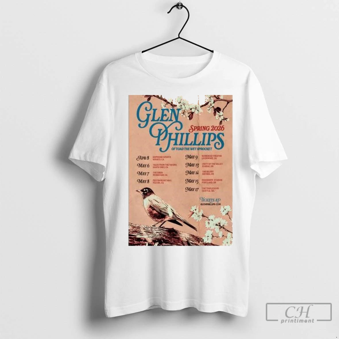 Premium Glen Phillips Of Toad The Wet Sprocket Spring 26 Tour Circle White Shirt Hoodie Sweatshirt | PurePodTees.com