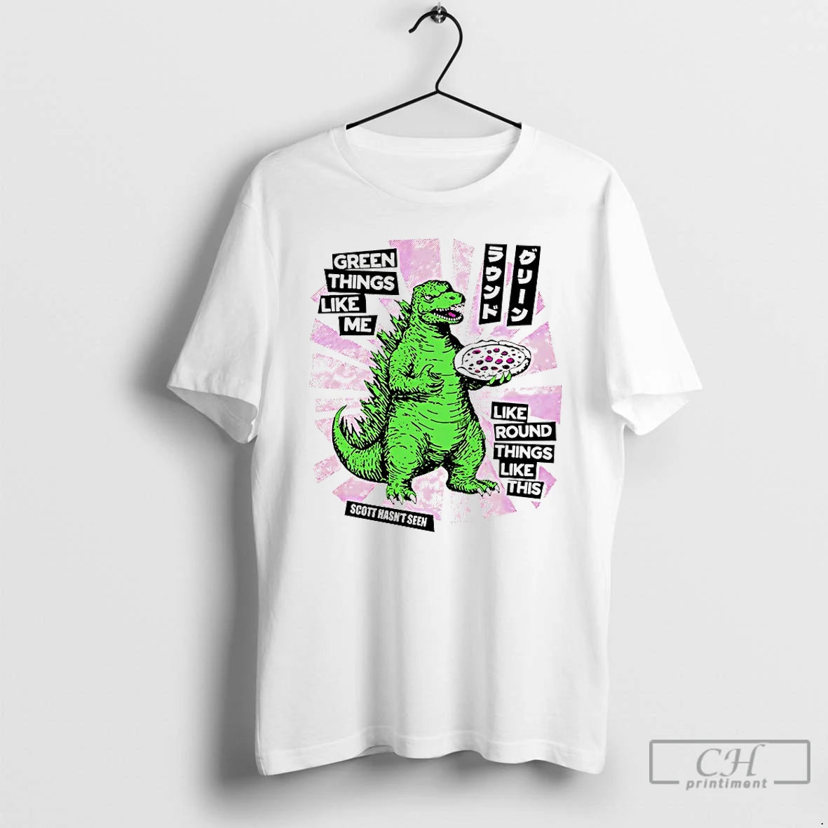 Premium Godzilla Green Things Like Me Like Round Things Like This Shirt Hoodie Sweatshirt | PurePodTees.com