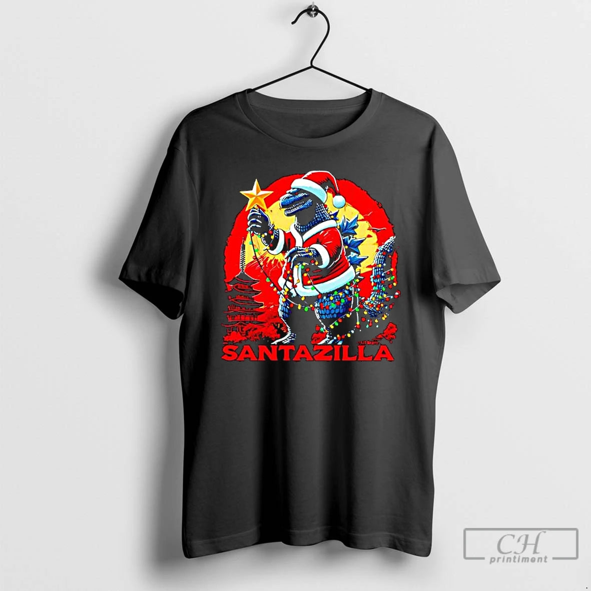 Premium Godzilla Ramen Kaiju Santazilla Christmas Shirt Hoodie Sweatshirt | PurePodTees.com