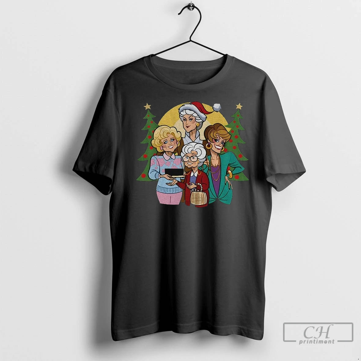 Premium Golden Girls Cartoon Merry Christmas Shirt Hoodie Sweatshirt | PurePodTees.com
