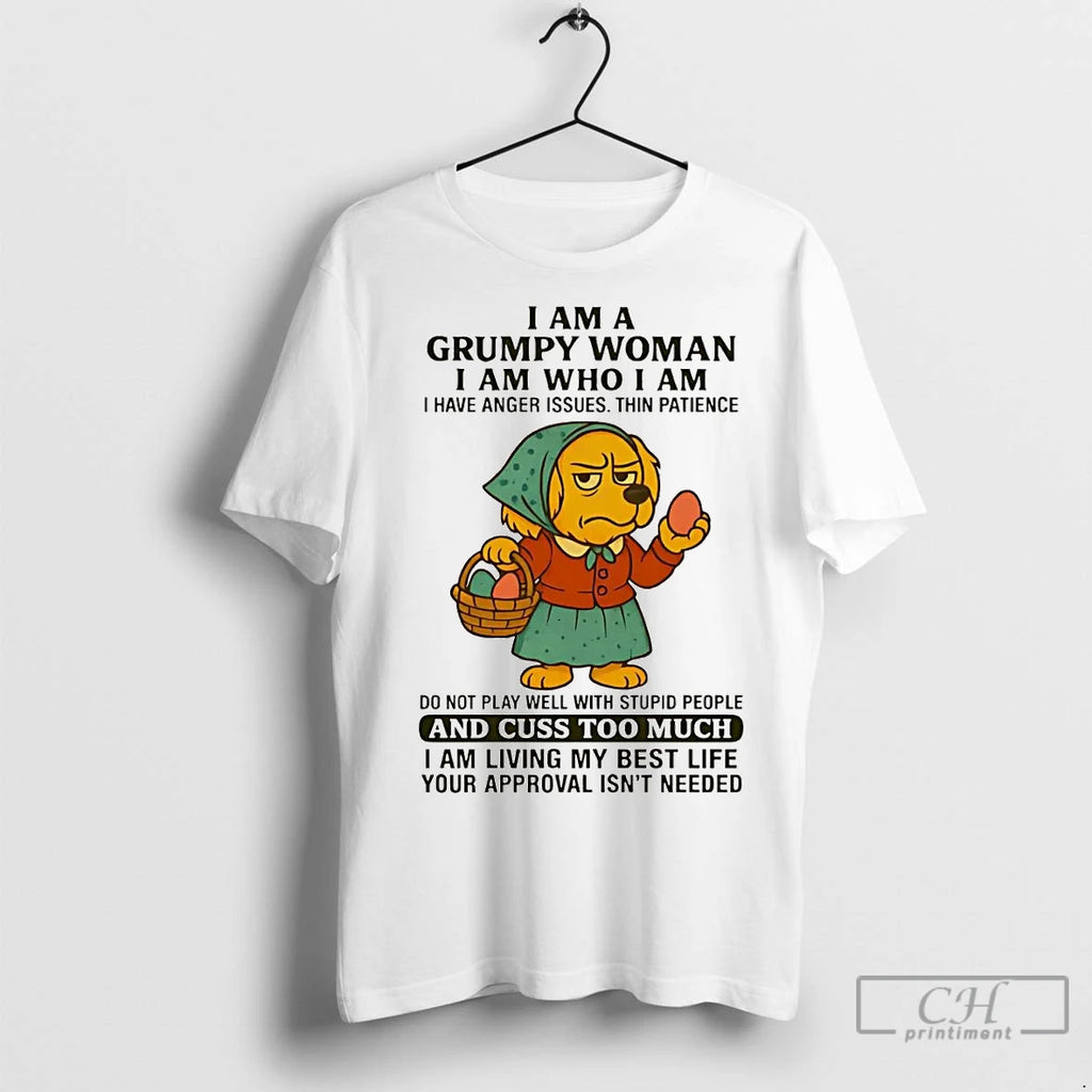 Premium Golden Retriever I Am A Grumpy Woman I Am Who I Am Shirt Hoodie Sweatshirt | PurePodTees.com