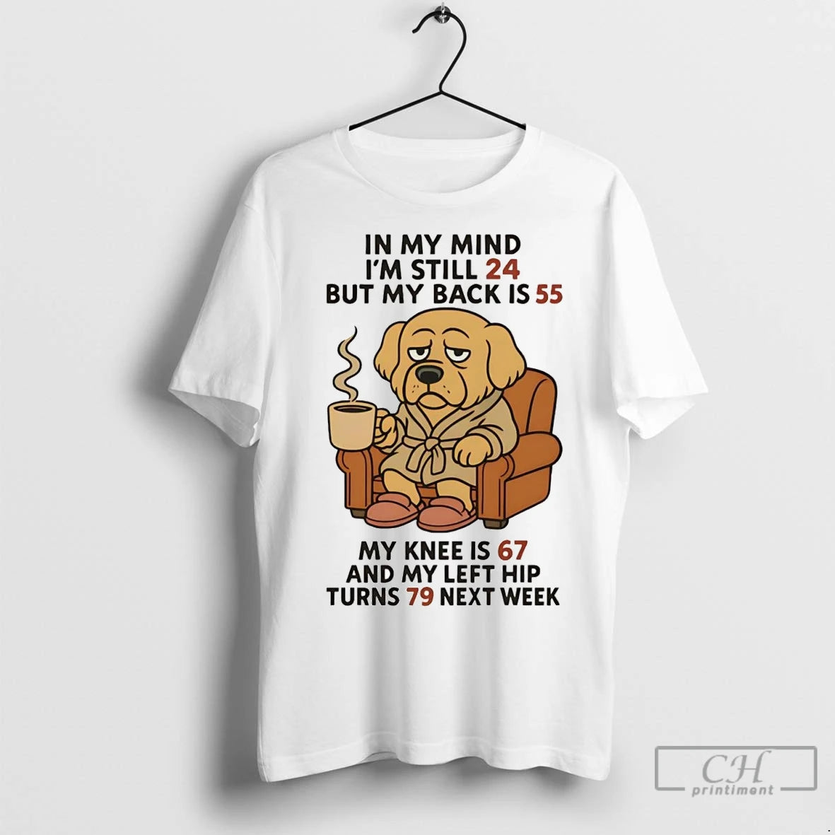 Premium Golden Retriever In My Mind Im Still 24 My Back Is 55 Left Hip Shirt Hoodie Sweatshirt | PurePodTees.com