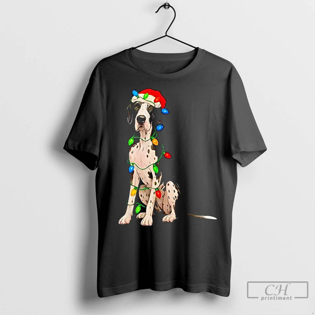 Premium Great Dane Christmas Lights Dog Lover Xmas Pajama Shirt Hoodie Sweatshirt | PurePodTees.com