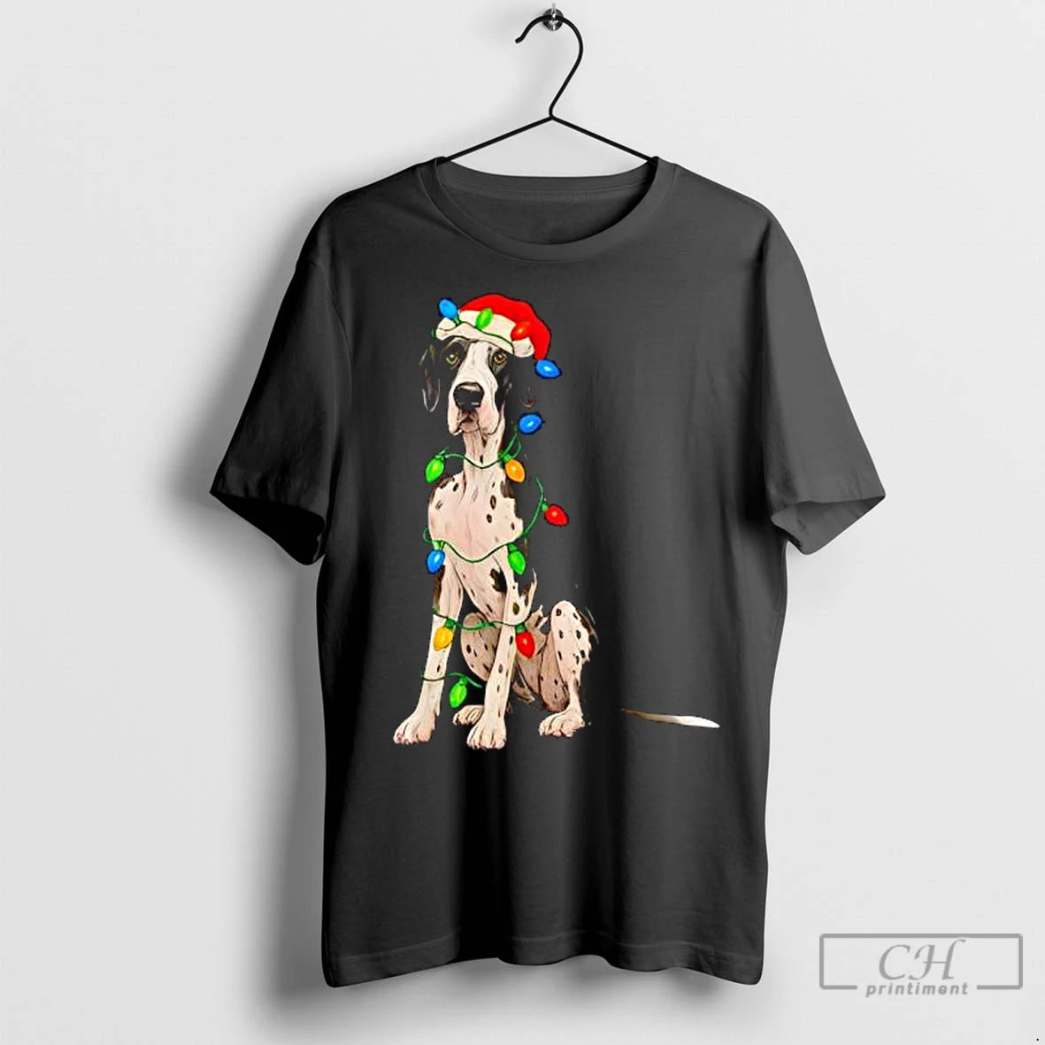 Premium Great Dane Christmas Lights Dog Lover Xmas Pajama Shirt Hoodie Sweatshirt | PurePodTees.com