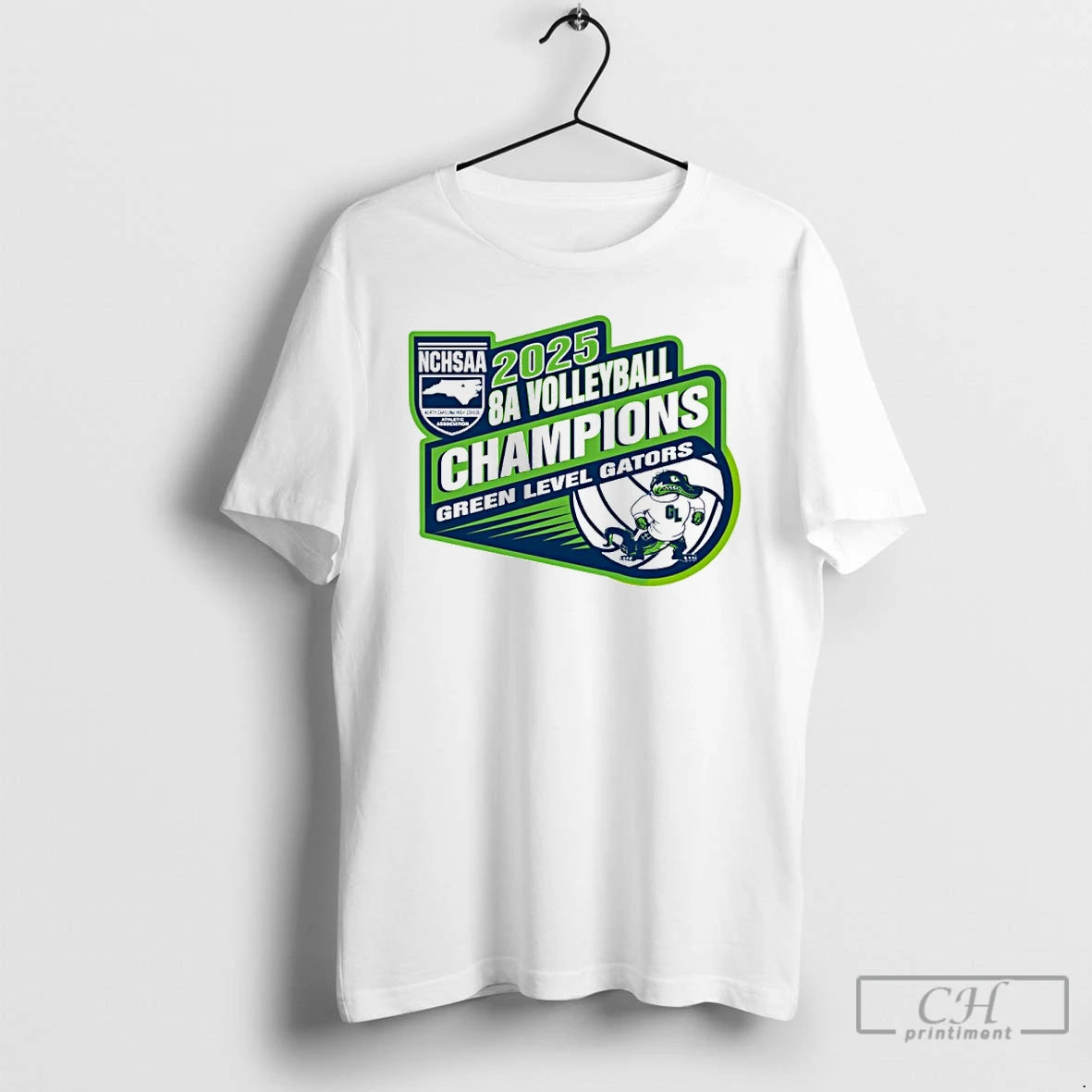 Premium Green Level Gators 2025 Nchsaa 8a Volleyball Champions T Shirts Hoodie Sweatshirt | PurePodTees.com