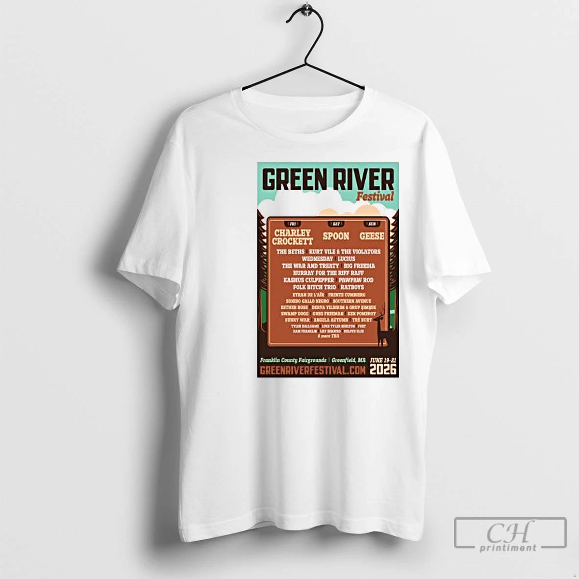 Premium Green River Festival June 19 21 2026 Greenfield Ma Circle White Shirt Hoodie Sweatshirt | PurePodTees.com