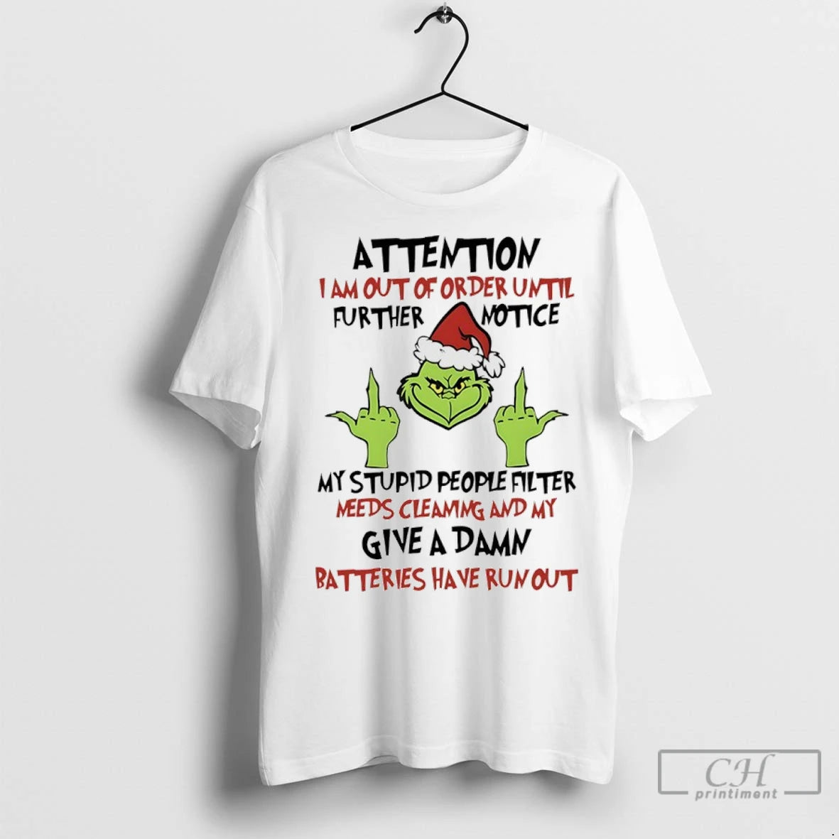 Premium Grinch Christmas Attention I Am Out Of Order Until Further Notice Shirt Hoodie Sweatshirt | PurePodTees.com