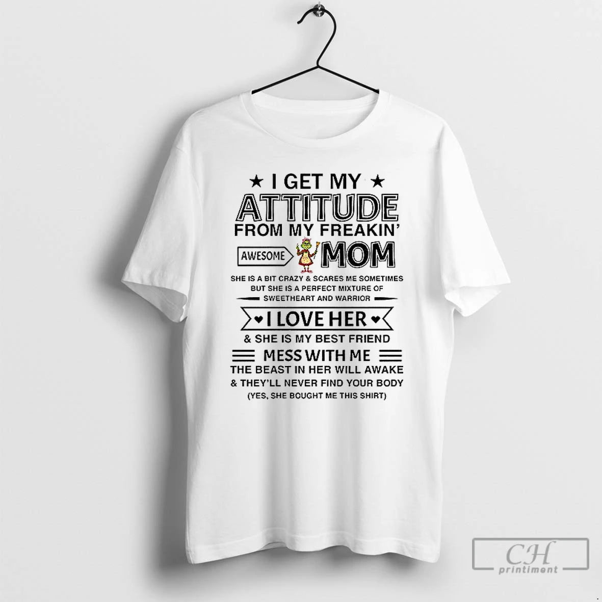 Premium Grinch I Get My Attitude From My Freakin Awesome Mom She Is A Bit Shirt Hoodie Sweatshirt | PurePodTees.com