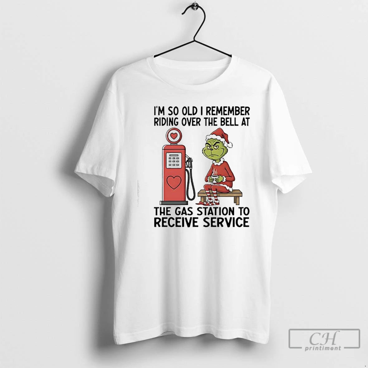 Premium Grinch Santa Im So Old I Remember Riding Over The Bell At The Gas Shirt Hoodie Sweatshirt | PurePodTees.com