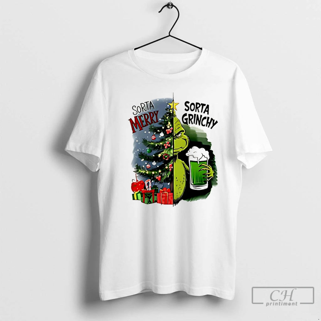 Premium Grinch Sorta Merry Sorta Grinchy Christmas Christmas T Shirts Hoodie Sweatshirt | PurePodTees.com