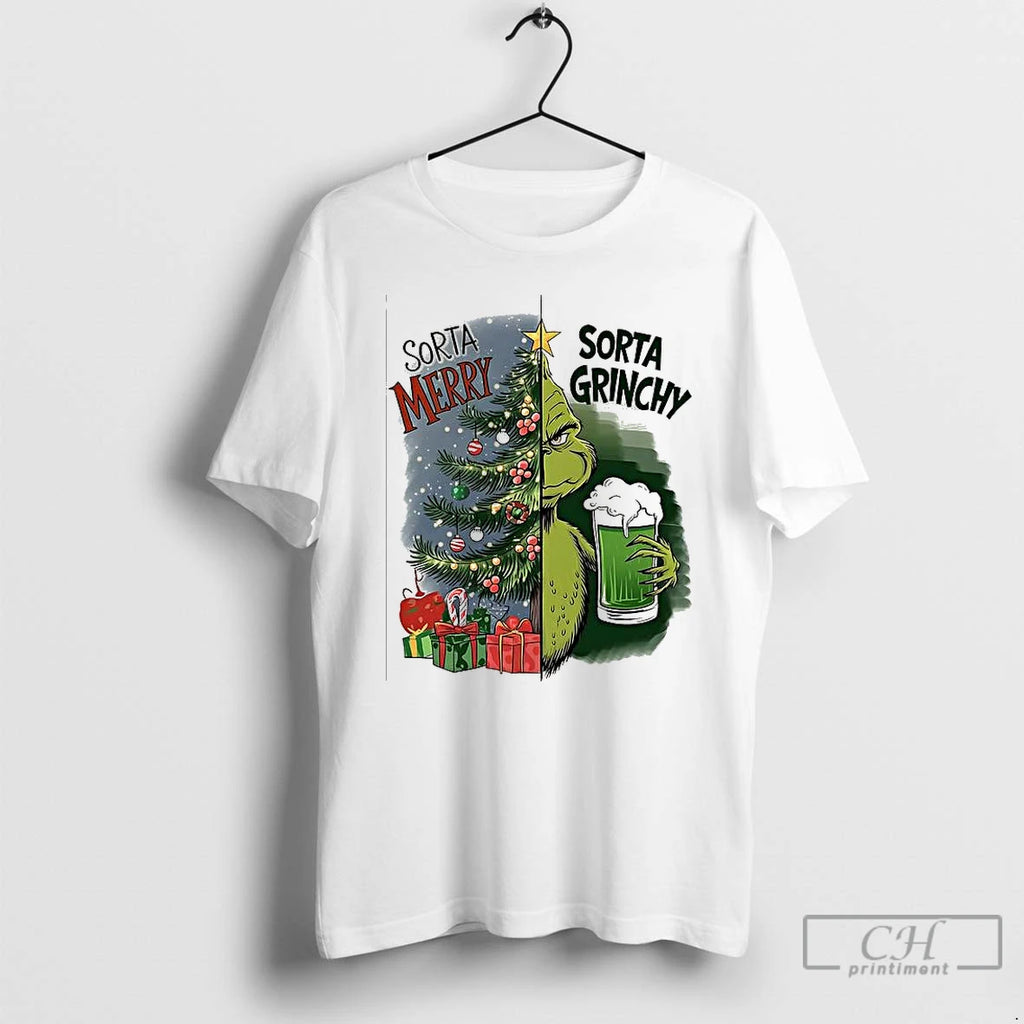 Premium Grinch Sorta Merry Sorta Grinchy Christmas Holiday T Shirts Hoodie Sweatshirt | PurePodTees.com