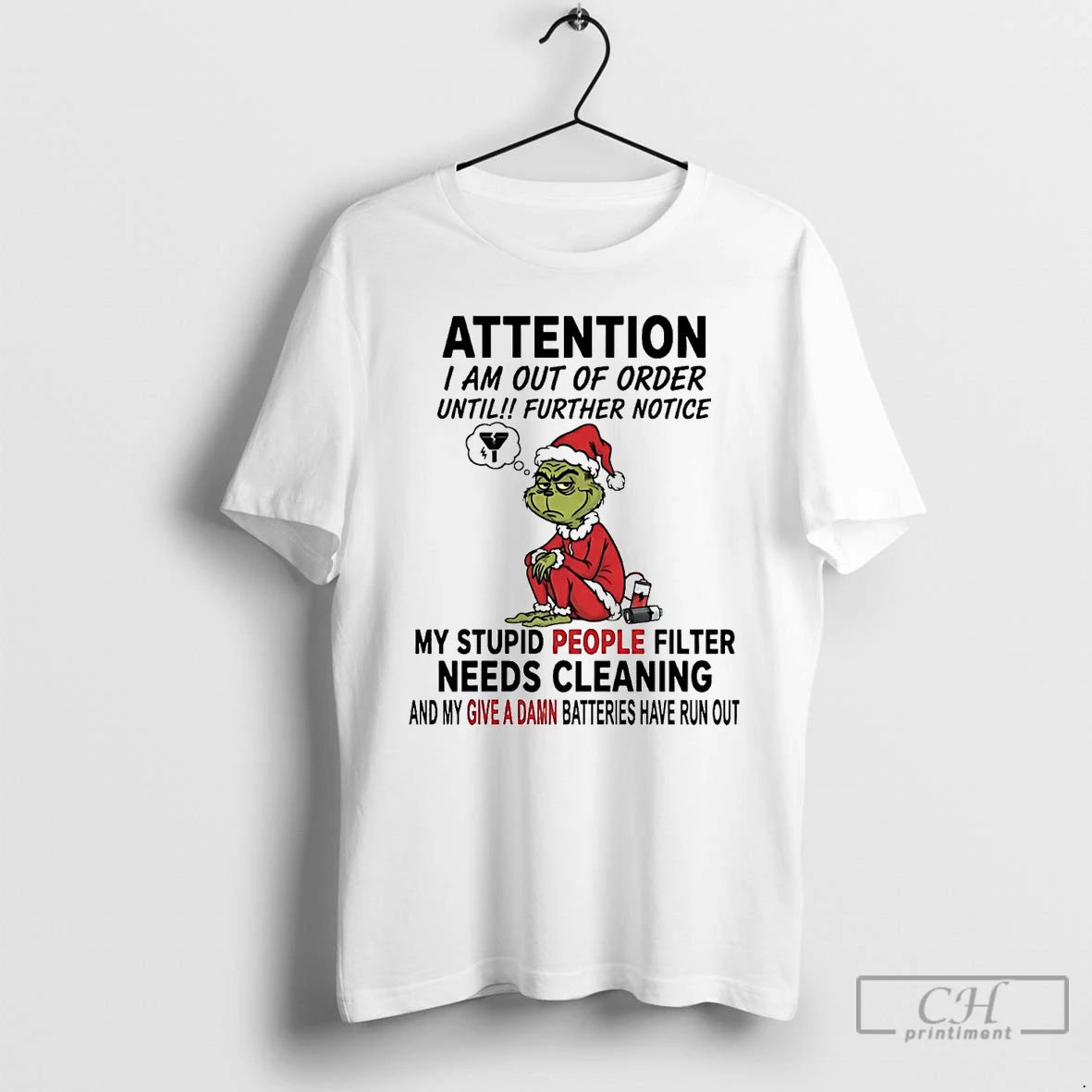 Premium Grinch Attention I Am Out Of Order Until Further Notice Christmas T Shirts Hoodie Sweatshirt | PurePodTees.com