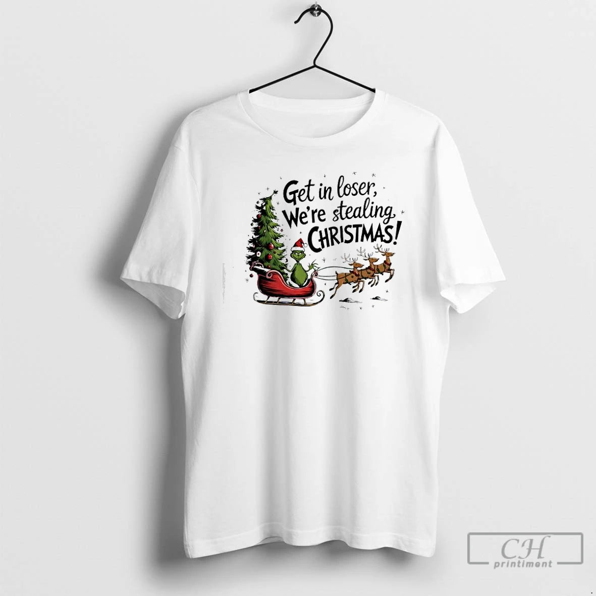 Premium Grinch Get In Loser Were Stealing Christmas T Shirts Hoodie Sweatshirt | PurePodTees.com