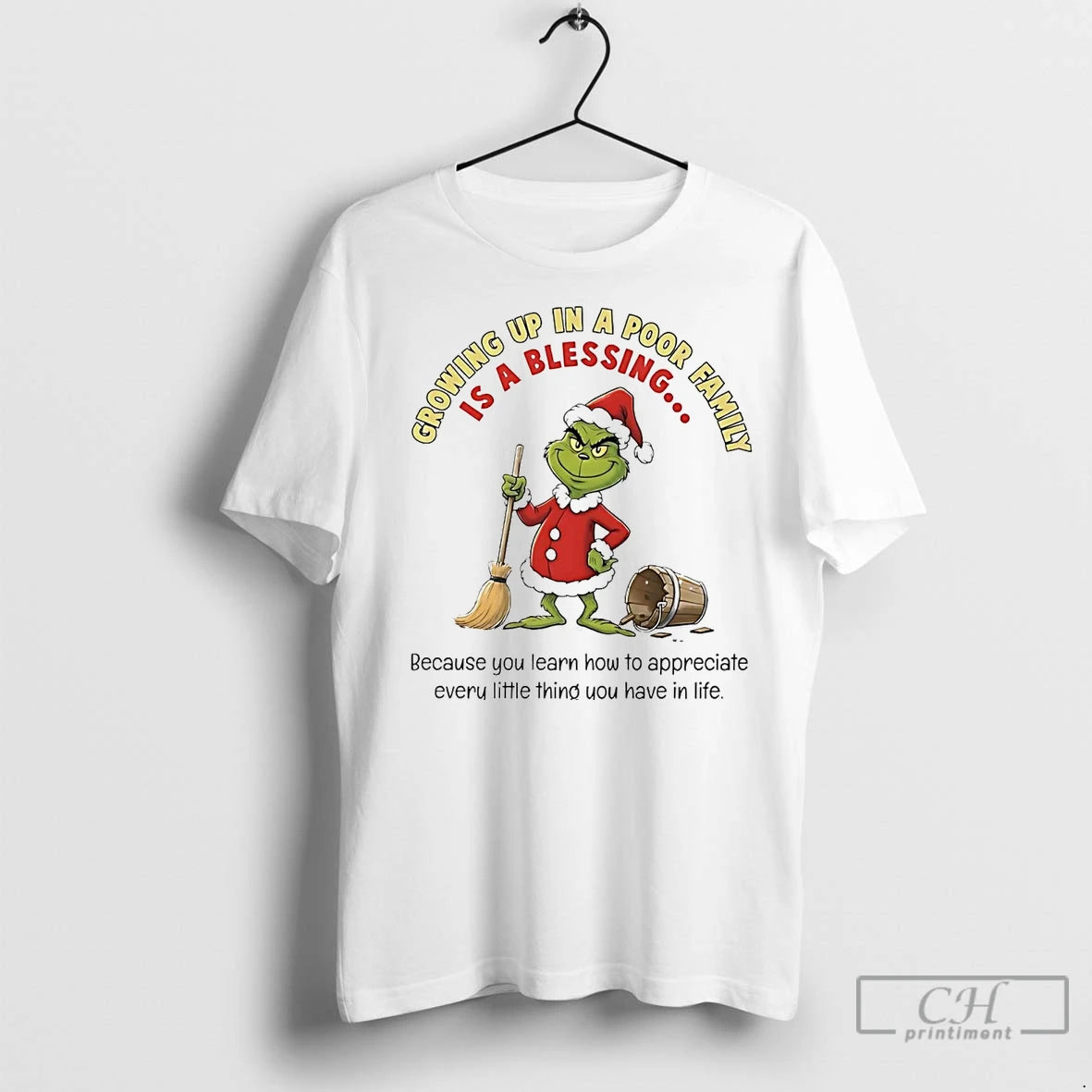 Premium Grinch Growing Up In A Poor Family Is A Blessing Christmas Shirt Hoodie Sweatshirt | PurePodTees.com