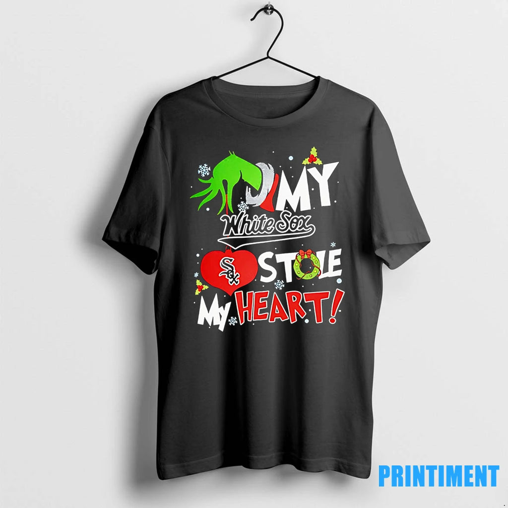Premium Grinch Hand My Chicago White Sox Stole My Heart Christmas Tshirts Sweater