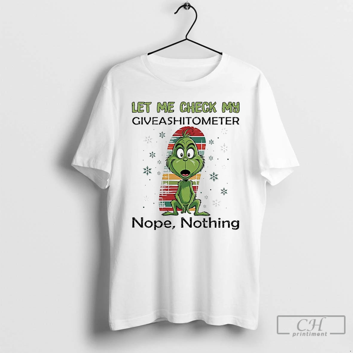 Premium Grinch Let Me Check My Giveashitometer Nope Nothing T Shirts Hoodie Sweatshirt | PurePodTees.com