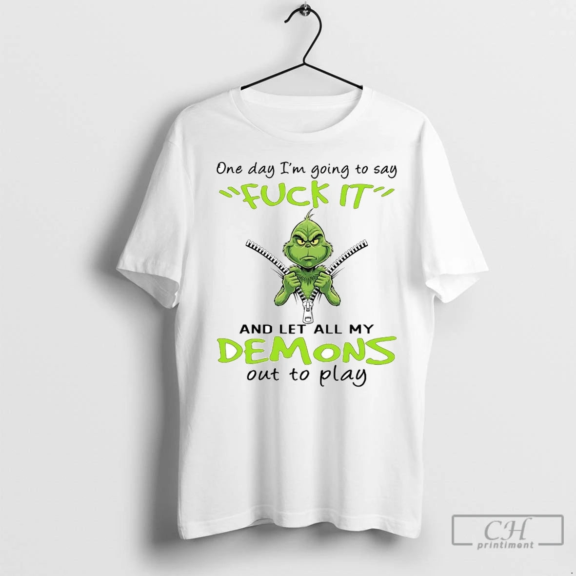 Premium Grinch One Day Im Going To Say Demons Out To Play Christmas Shirt Hoodie Sweatshirt | PurePodTees.com