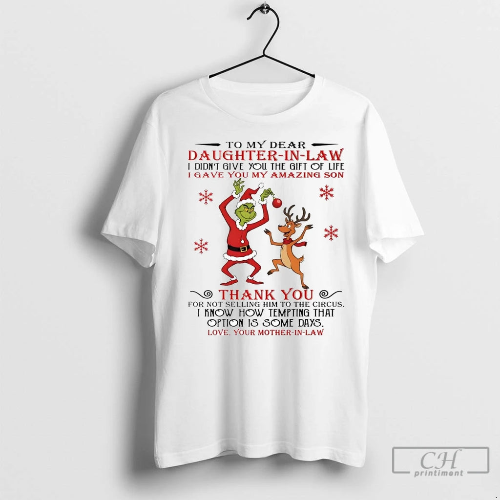 Premium Grinch To My Dear Daughter In Law Thank You Christmas Shirt Hoodie Sweatshirt | PurePodTees.com