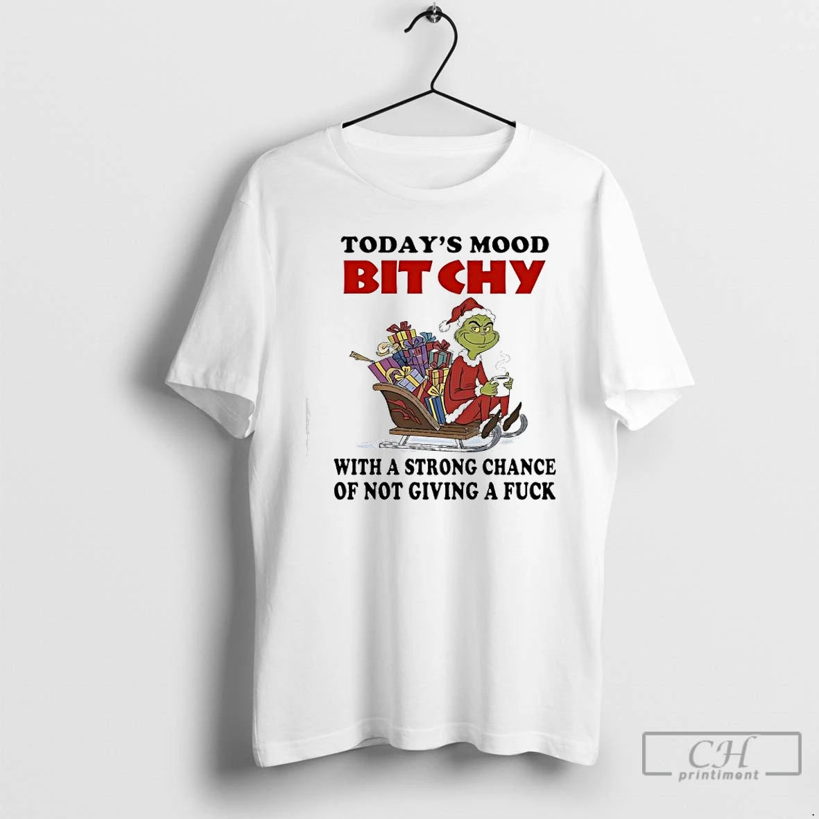 Premium Grinch Todays Mood Bitchy With A Strong Chance Of Not Giving A Fuck Shirt Hoodie Sweatshirt | PurePodTees.com