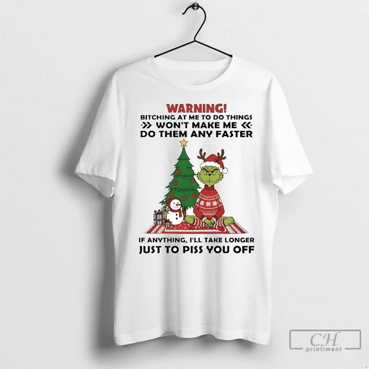 Premium Grinch Warning Wont Make Me Do Them Any Faster Christmas Shirt Hoodie Sweatshirt | PurePodTees.com