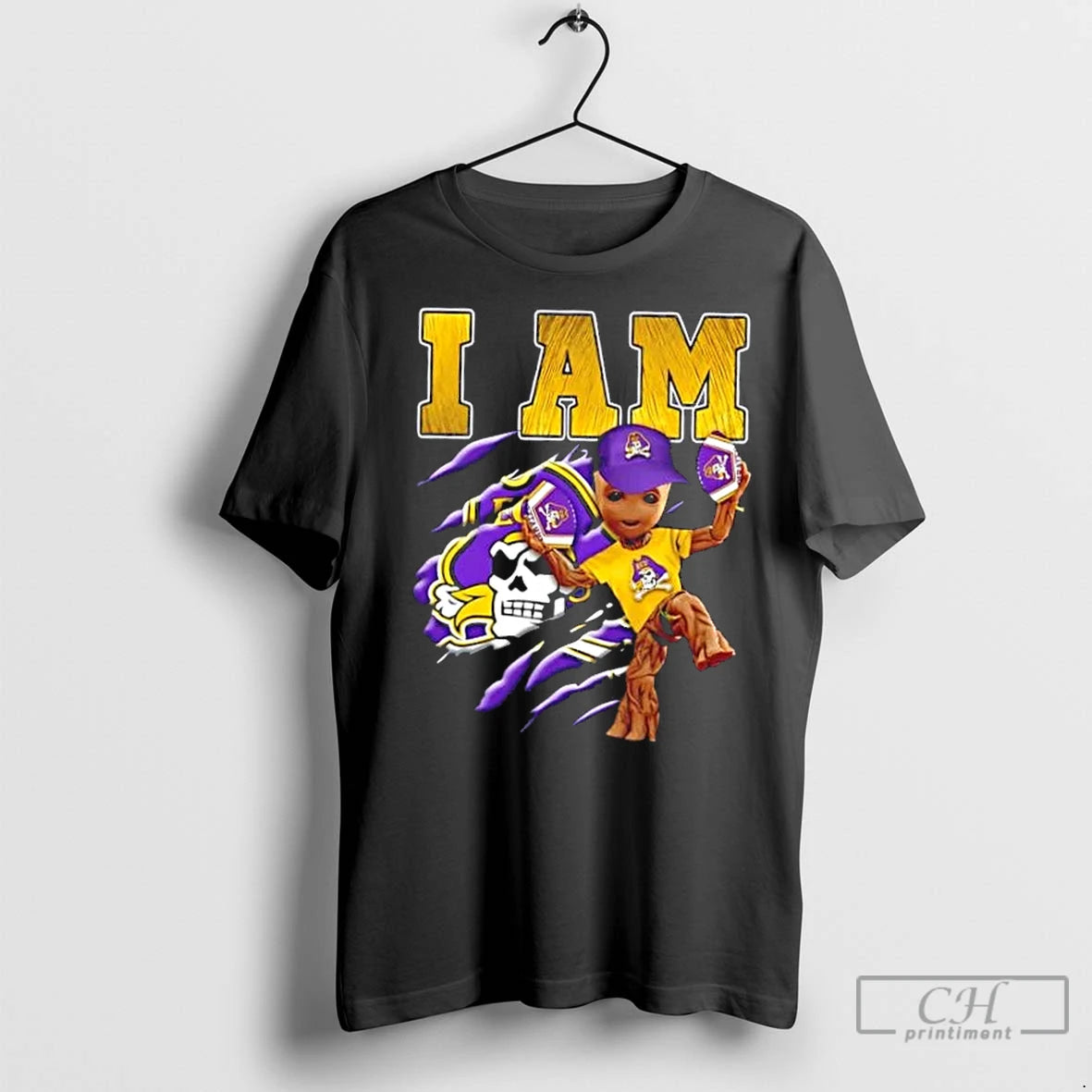 Premium Groot I Am East Carolina Pirates Fan Shirt Hoodie Sweatshirt | PurePodTees.com