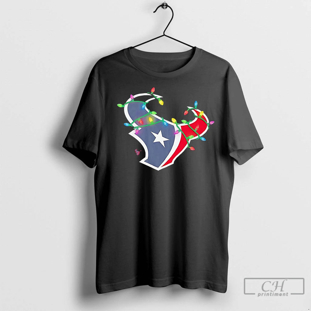 Premium Houston Texans Logo Christmas Light Shirt Hoodie Sweatshirt | PurePodTees.com