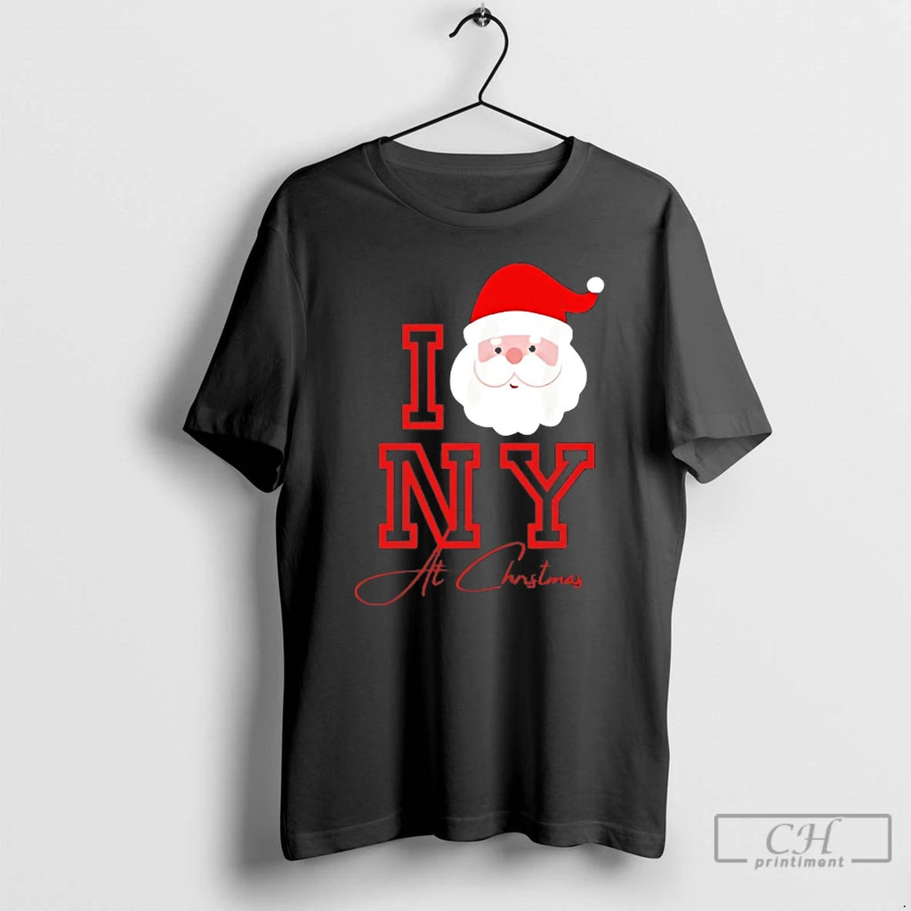 Premium I Love Ny At Christmas Santa Claus Shirt Hoodie Sweatshirt | PurePodTees.com