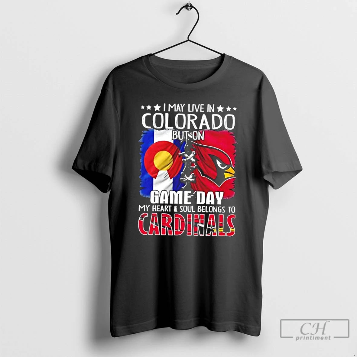 Premium I May Live In Colorado But On Gameday My Heart And Soul Belongs To Shirt Hoodie Sweatshirt | PurePodTees.com