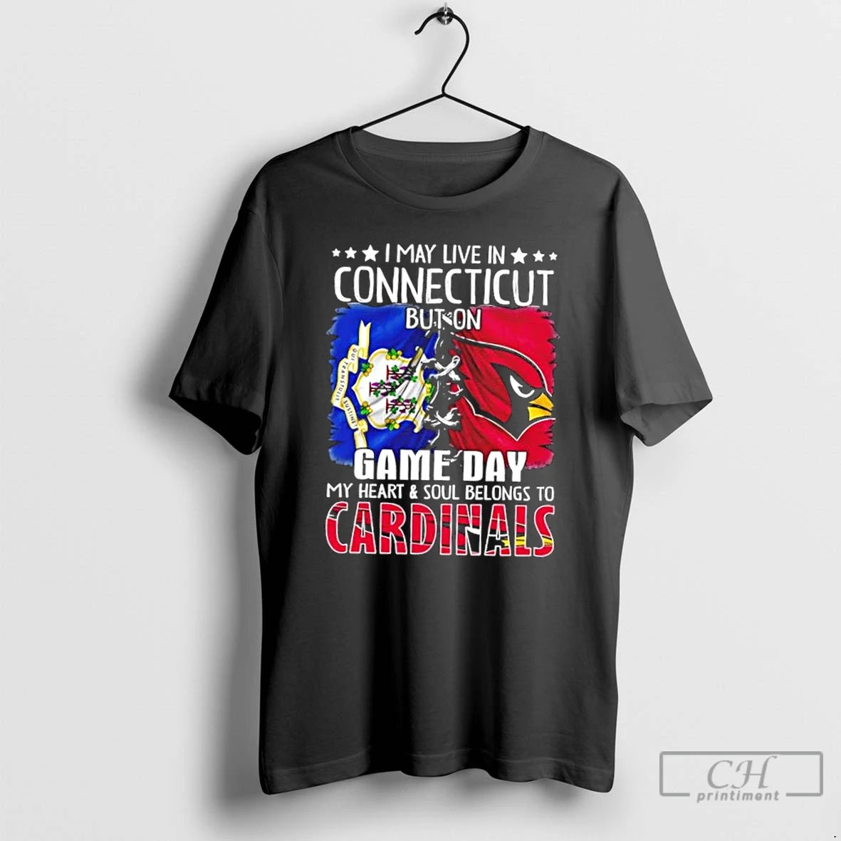 Premium I May Live In Connecticut But On Gameday My Heart And Soul Belongs To Shirt Hoodie Sweatshirt | PurePodTees.com