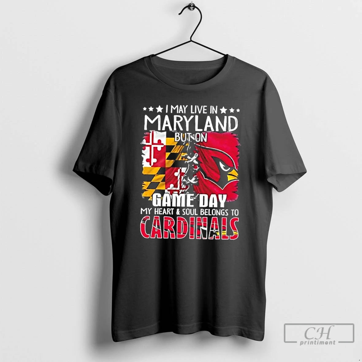 Premium I May Live In Maryland But On Gameday My Heart And Soul Belongs To Shirt Hoodie Sweatshirt | PurePodTees.com