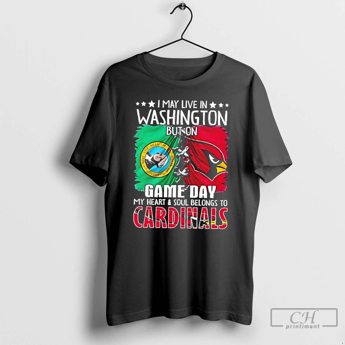 Premium I May Live In Washington But On Gameday My Heart And Soul Belongs To Shirt Hoodie Sweatshirt | PurePodTees.com