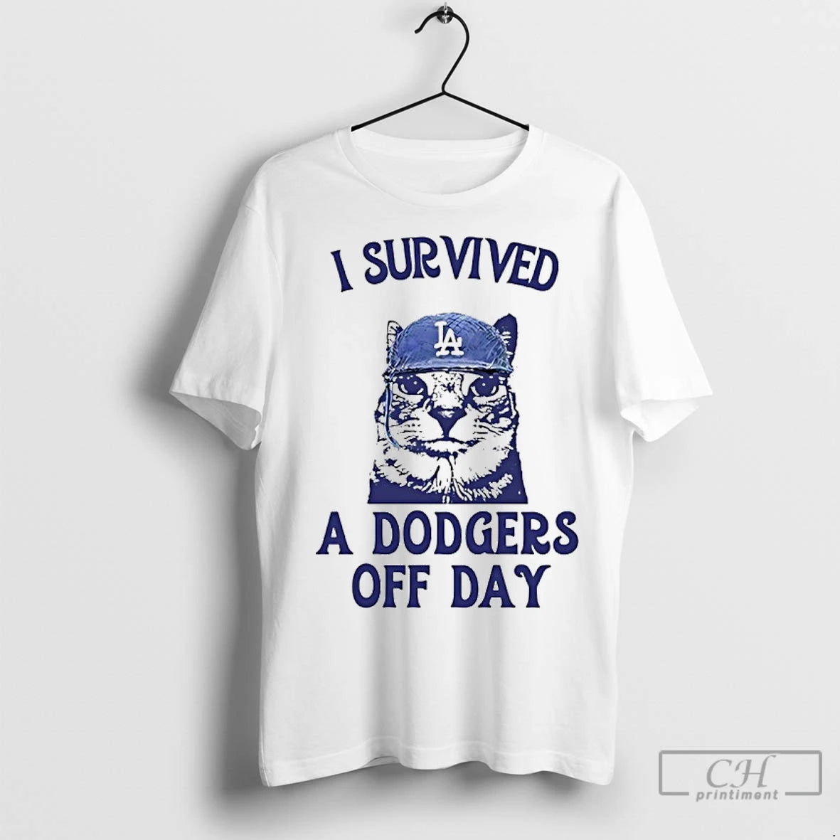 Premium I Survived A Dodgers Off Day Cat Meme Shirt Hoodie Sweatshirt | PurePodTees.com