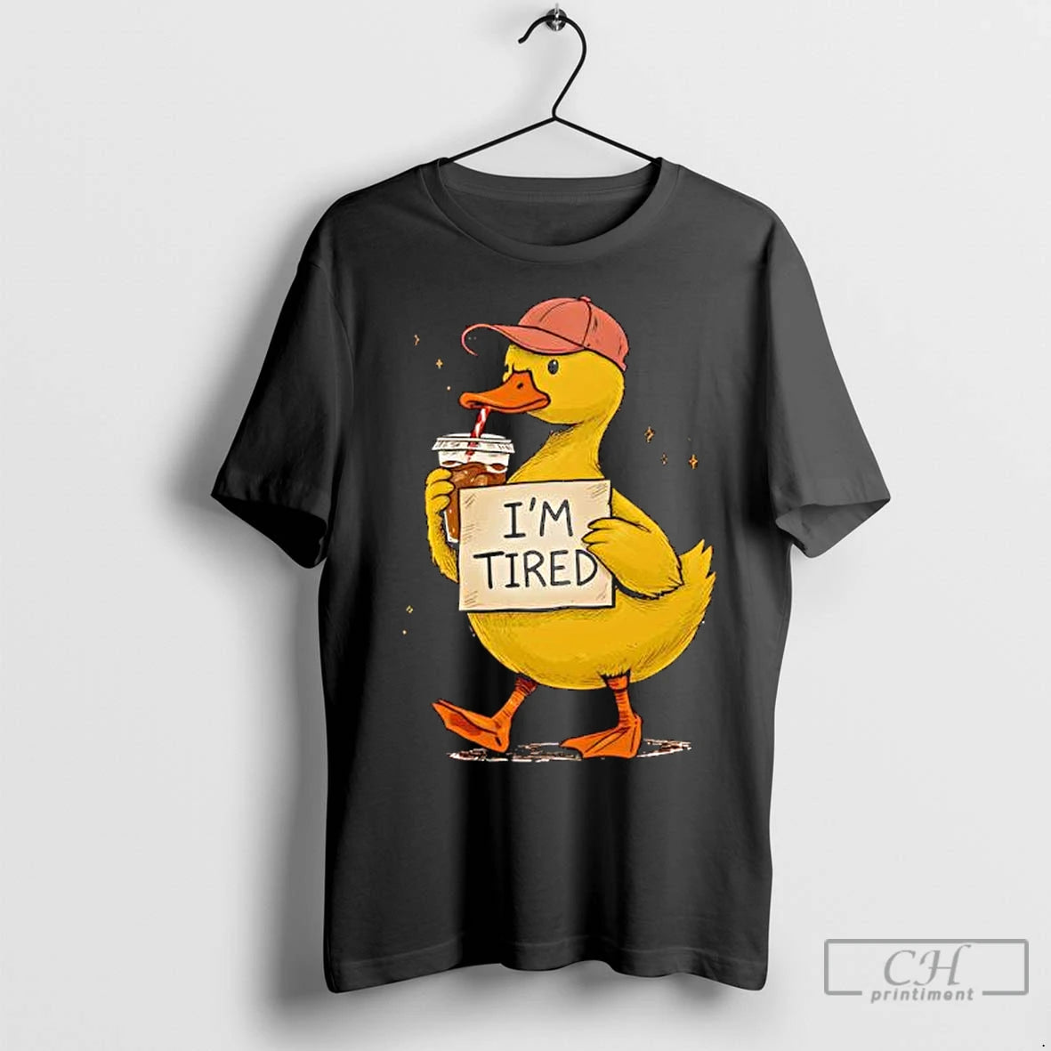 Premium Im Tired Duck Drinking Coffee Shirt Hoodie Sweatshirt | PurePodTees.com