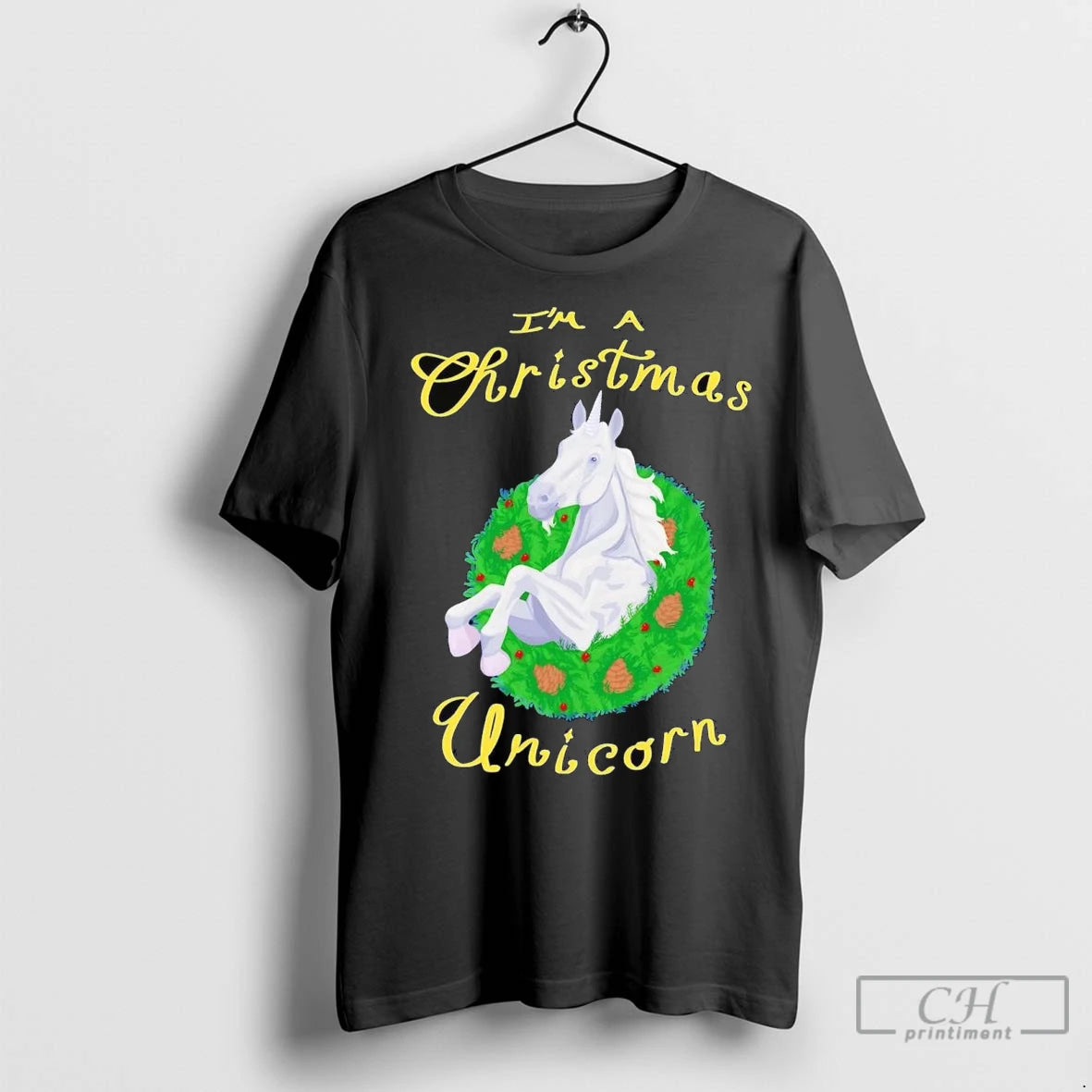 Premium Im A Christmas Unicorn Wreath Shirt Hoodie Sweatshirt | PurePodTees.com