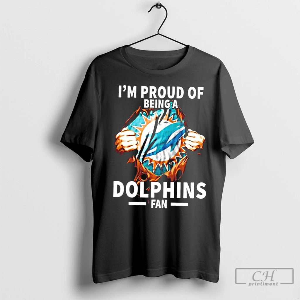 Premium Im Proud Of Being A Miami Dolphins Fan Shirt Hoodie Sweatshirt | PurePodTees.com