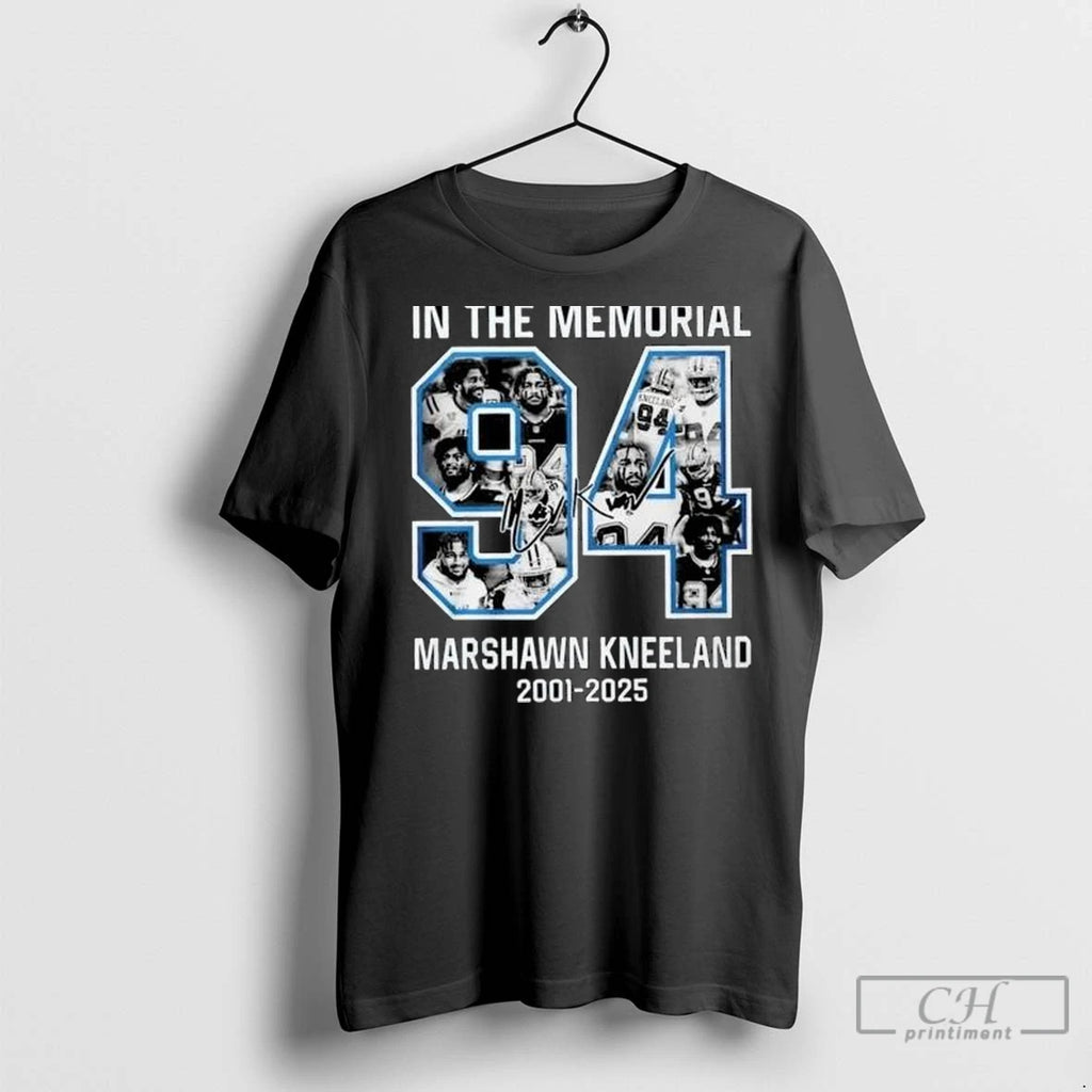 Premium In The Memorial Marshawn Kneeland 94 2001 2025 Signature Circle Black Shirt Hoodie Sweatshirt | PurePodTees.com