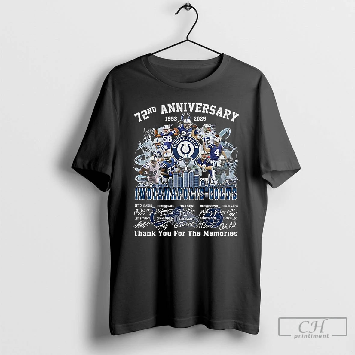 Premium Indianapolis Colts 72nd Anniversary 1953 2025 Colts Forged Thank You For The Memories Signatures Shirt Hoodie...