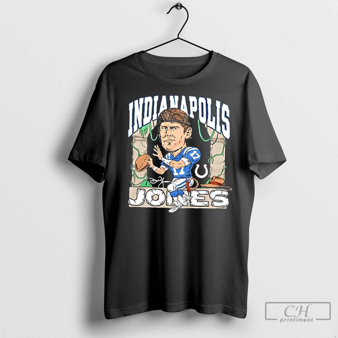 Premium Indianapolis Colts Daniel Jones Caricature Signature Shirt Hoodie Sweatshirt | PurePodTees.com