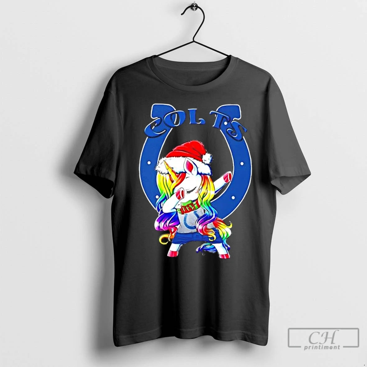 Premium Indianapolis Colts X Unicorn Santa Hat Dabbing Merry Christmas Shirt Hoodie Sweatshirt | PurePodTees.com