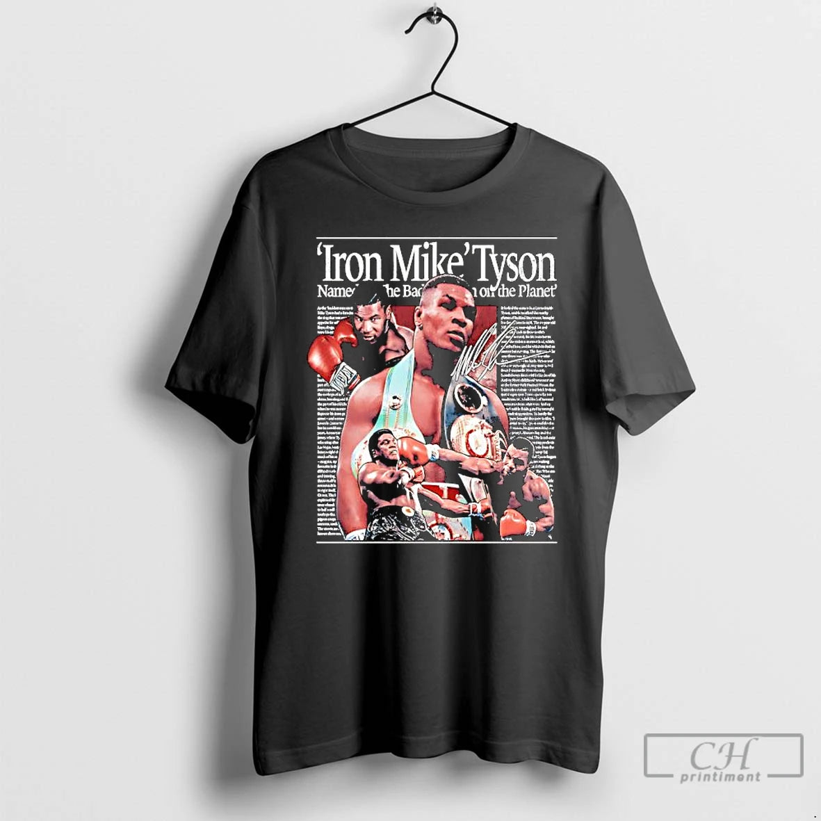 Premium Iron Mike Tyson Newspaper Graphic Signature Shirt Hoodie Sweatshirt | PurePodTees.com