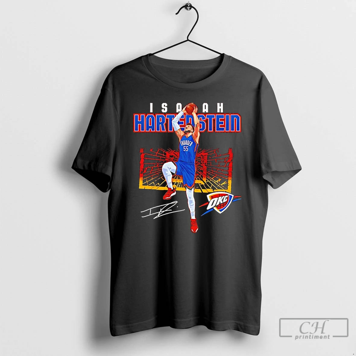Premium Isaiah Hartenstein Oklahoma City Thunder Shattered Flag Signature T Shirts Hoodie Sweatshirt | PurePodTees.com