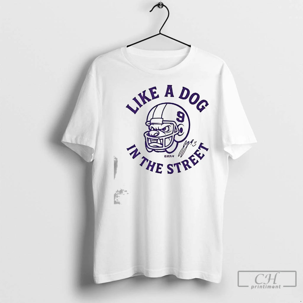 Premium J J Mccarthy Like A Dog In The Street Shirt Hoodie Sweatshirt | PurePodTees.com
