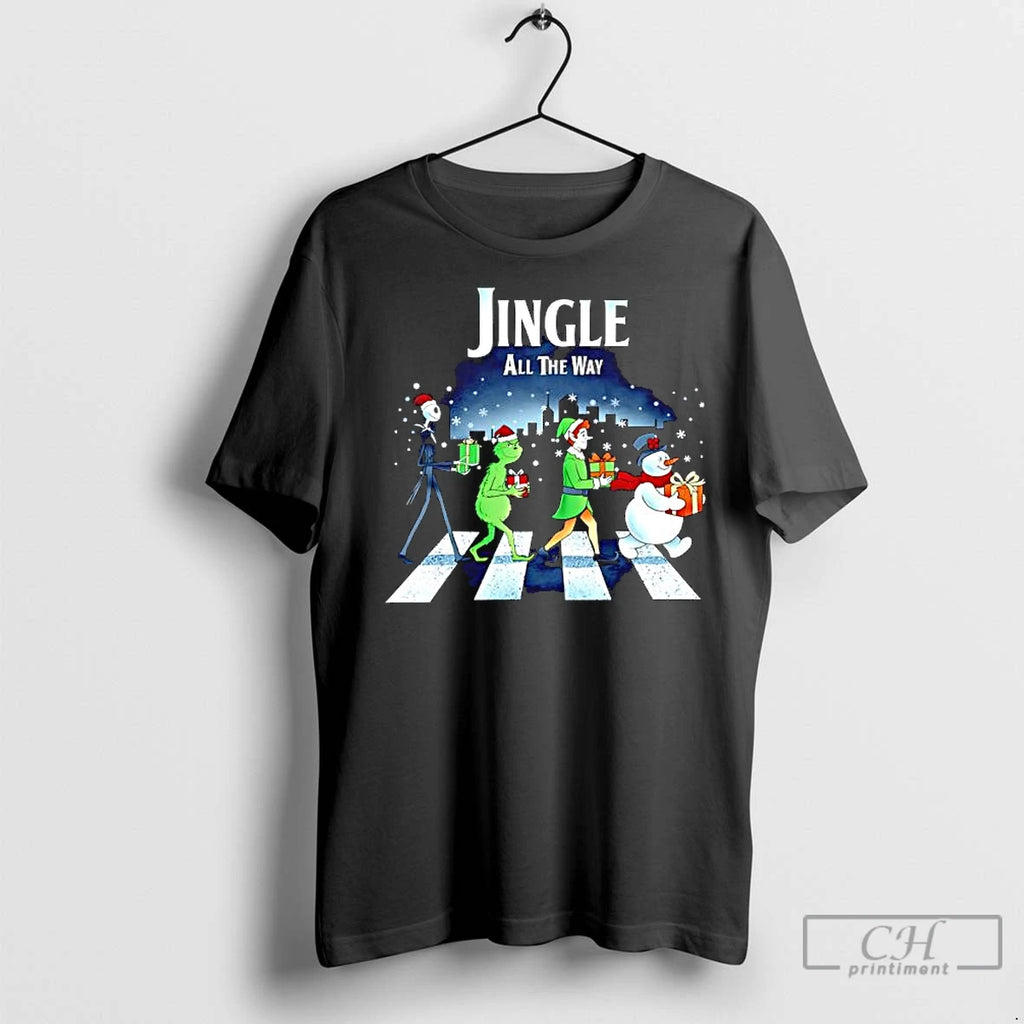 Premium Jack Skellington X Abbey Road Jingle All The Way Chrismas Graphic Shirt Hoodie Sweatshirt | PurePodTees.com