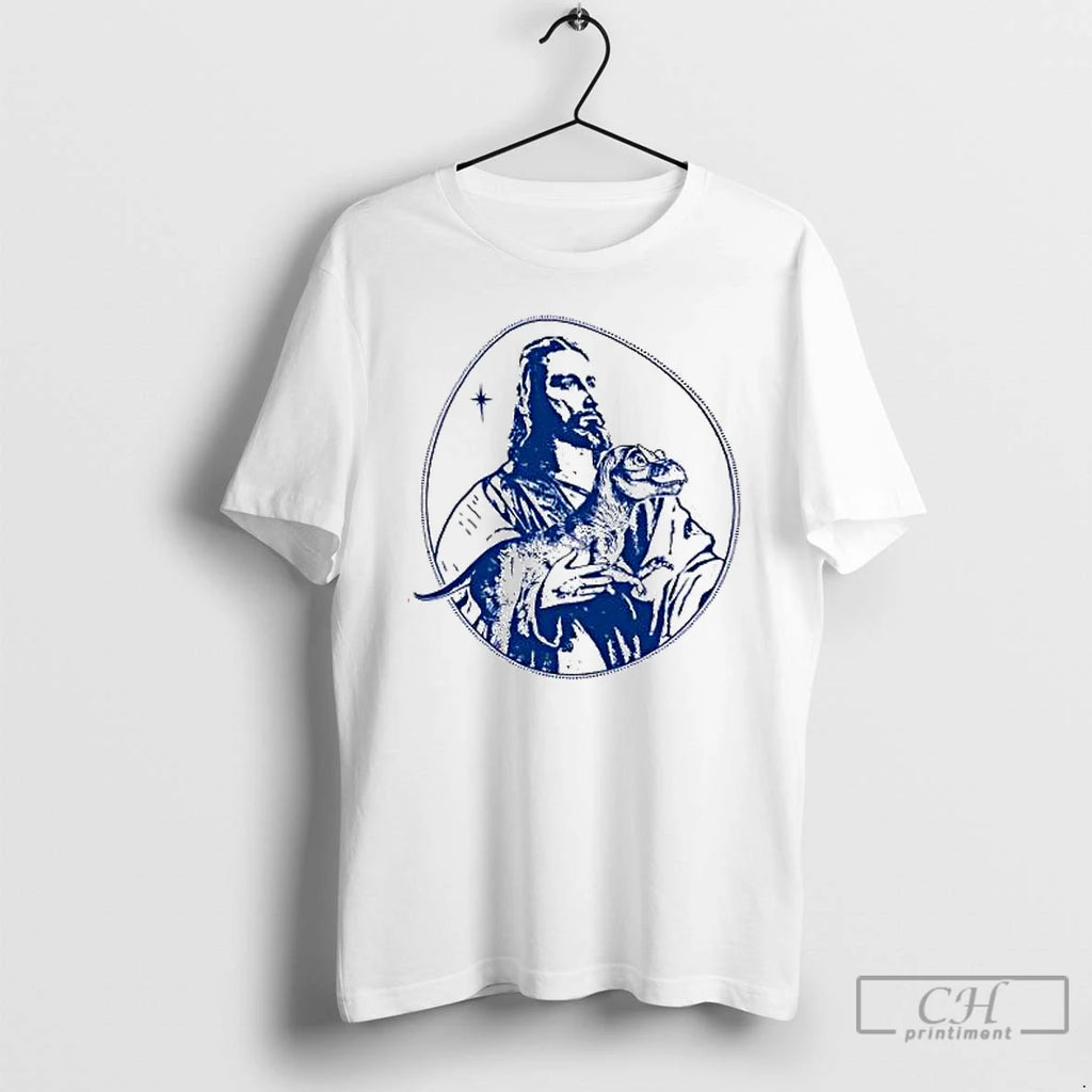 Premium Jesus Holding Dinosaur T Shirts Hoodie Sweatshirt | PurePodTees.com