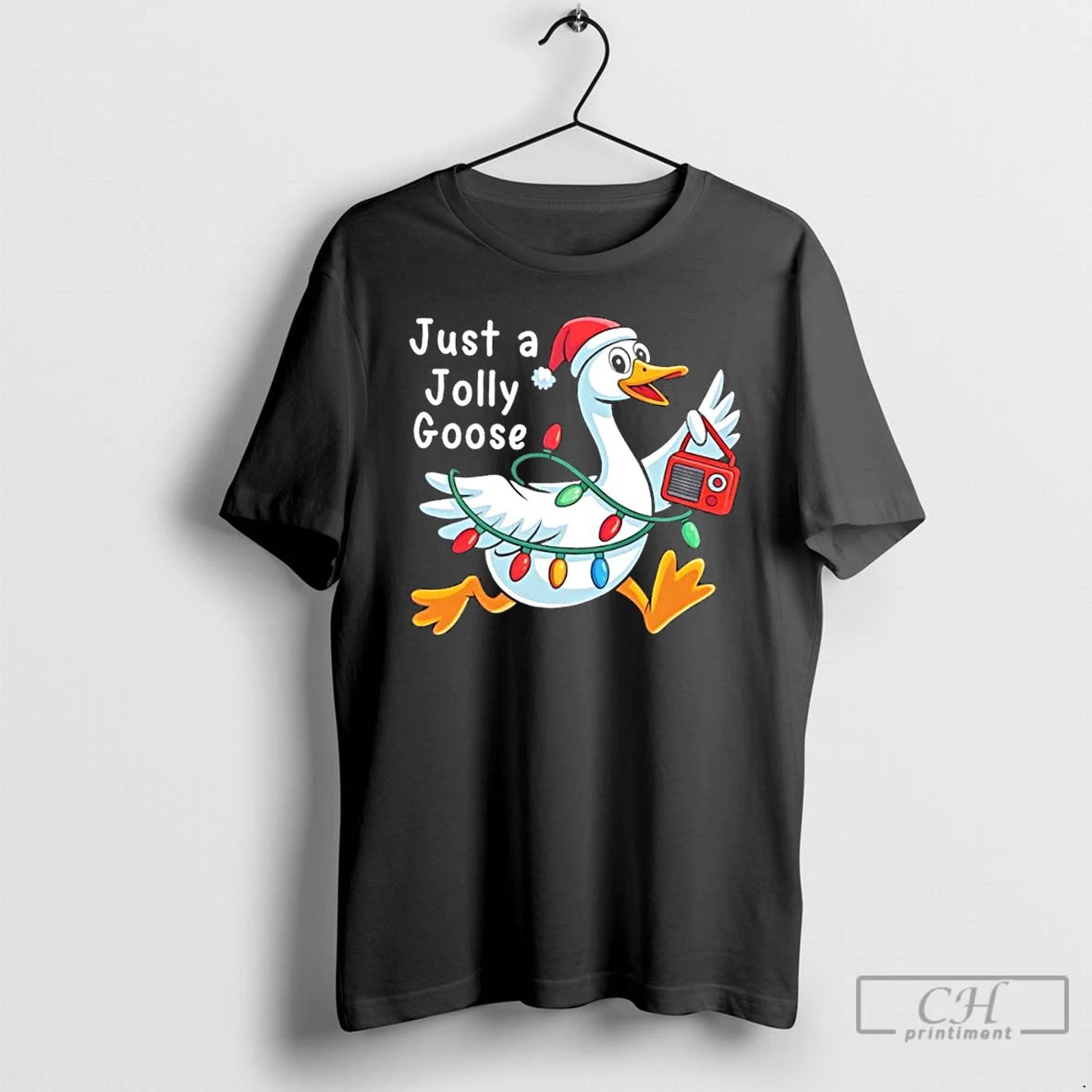 Premium Just A Jolly Goose Christmas T Shirts Hoodie Sweatshirt | PurePodTees.com